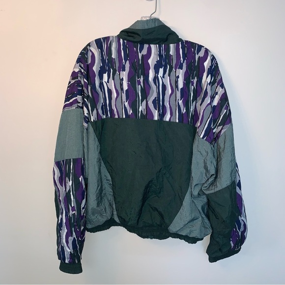 Vintage Green and Purple Colour Block Camo Wind Breaker Jacket M - Picture 2 of 7